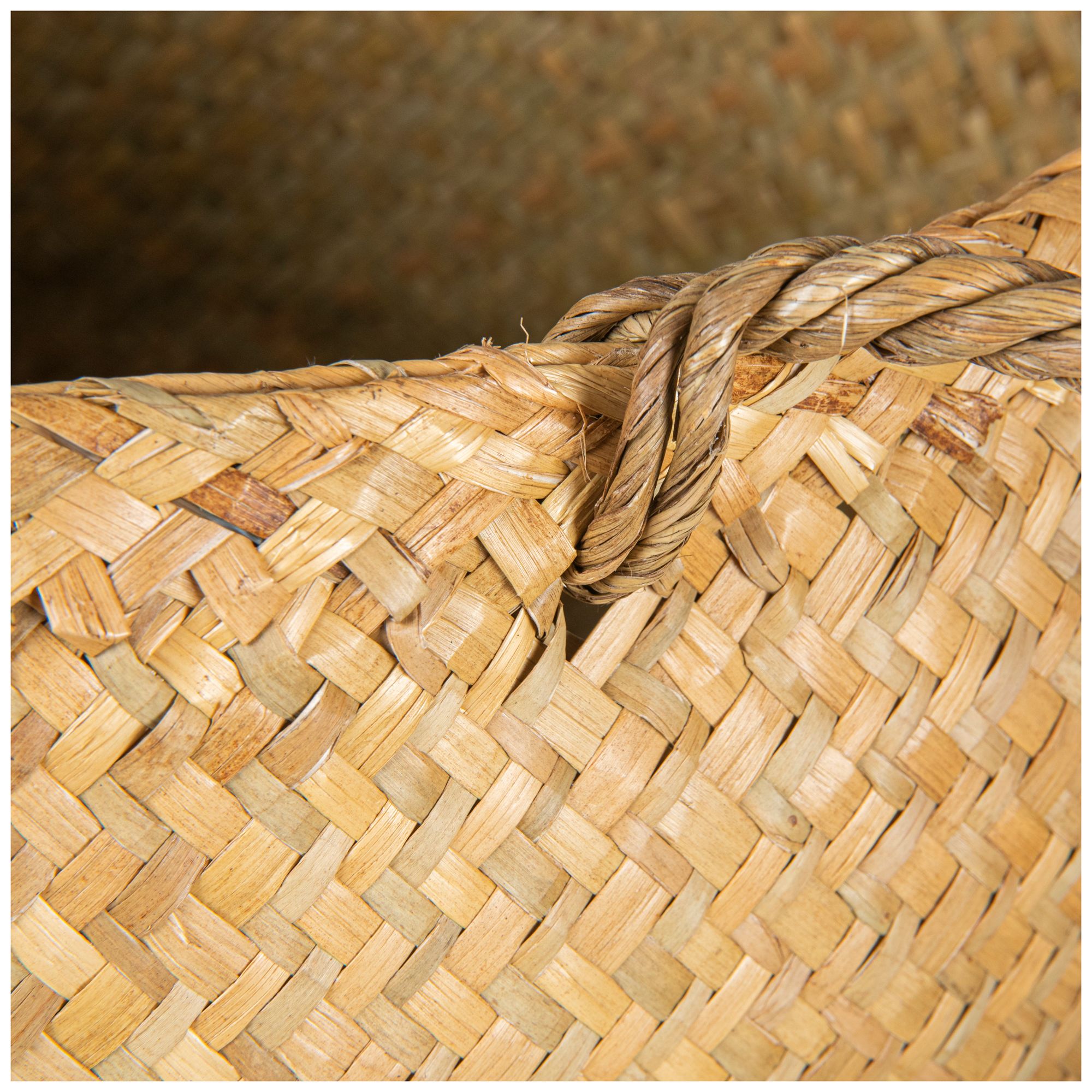 Image 4 Round Seagrass Storage Baskets with Handles, Natural, Set of 2 more views