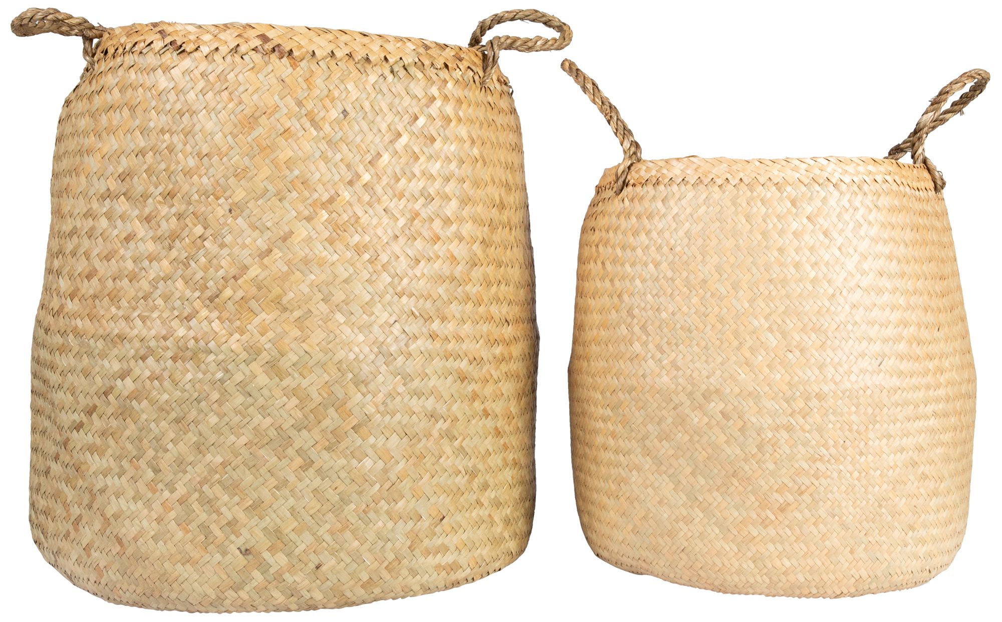 Image 5 Round Seagrass Storage Baskets with Handles, Natural, Set of 2 more views