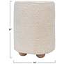 Thumbnail3 of Round Sherpa Upholstered Pouf with Pine Wood Feet, Cream and Natural more views