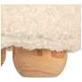 Thumbnail4 of Round Sherpa Upholstered Pouf with Pine Wood Feet, Cream and Natural more views