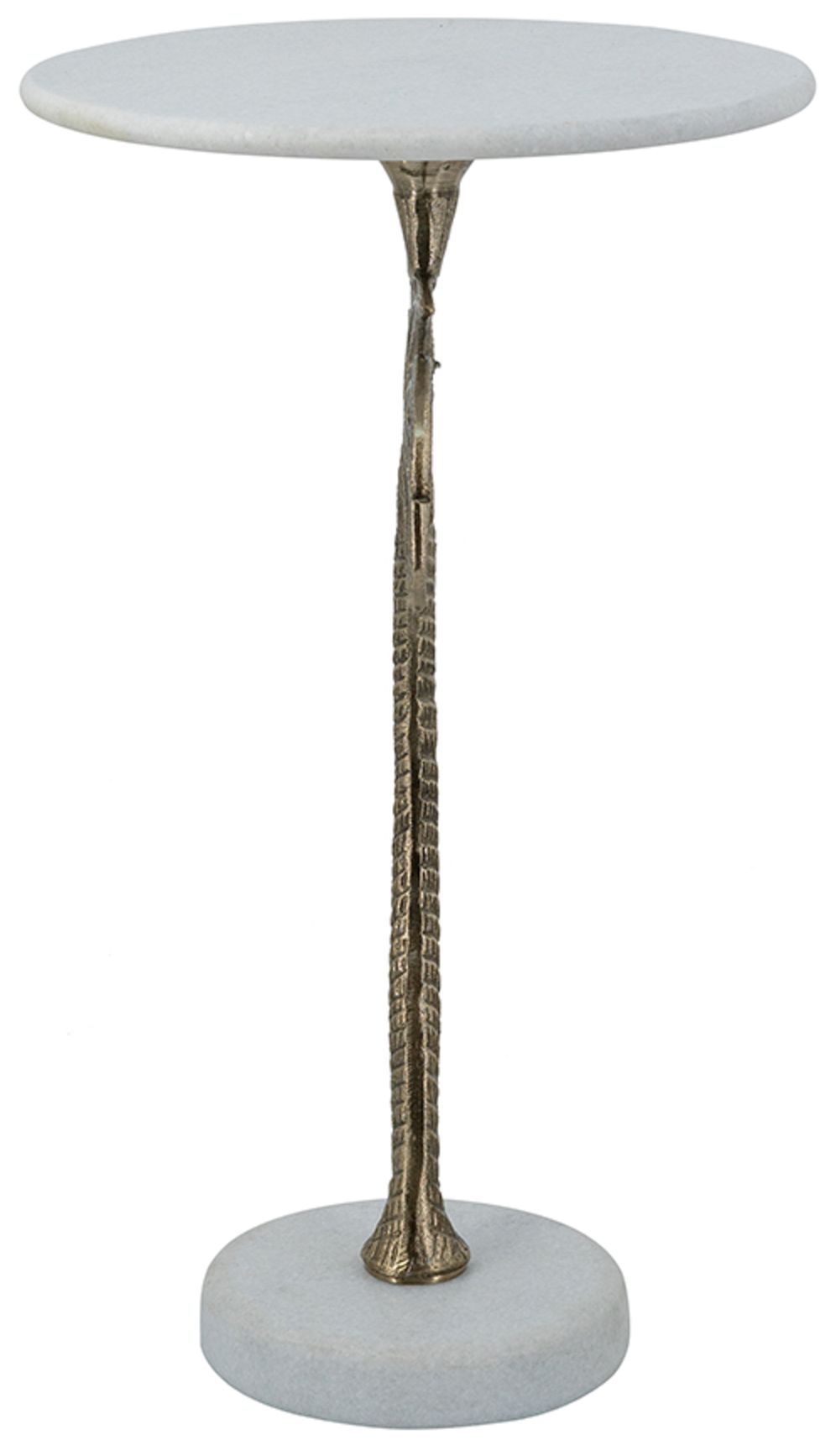 Image 3 Round Side Table w/ White Marble Top & Gold Palm Tree Design more views