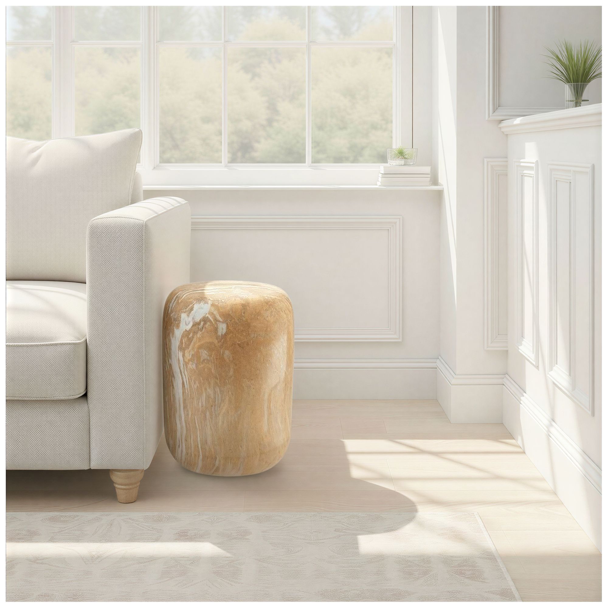 Thumbnail2 of Round Stoneware Table/Stool with Terrazzo Finish, Brown Color more views