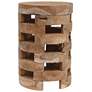 1_Round Teakwood Stool with Textured Surface, Brown