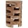 Round Teakwood Stool with Textured Surface, Brown
