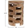 2_Round Teakwood Stool with Textured Surface, Brown more views