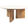 2_Round Tri-Pod Slat Mango Wood and Marble Coffee Table