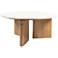 Round Tri-Pod Slat Mango Wood and Marble Coffee Table