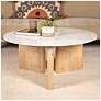 1_Round Tri-Pod Slat Mango Wood and Marble Coffee Table