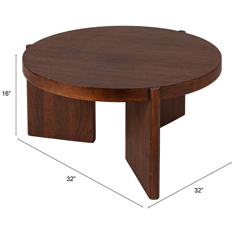 Image 3 Round Tri-Pod Slat Mango Wood Coffee Table more views