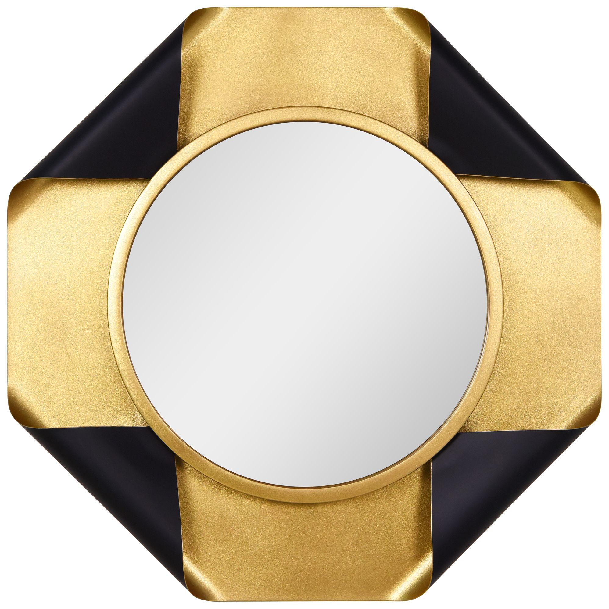 Image 4 Round Wall Mirror on Gold Foiled Octagon Curled Metal Frame more views