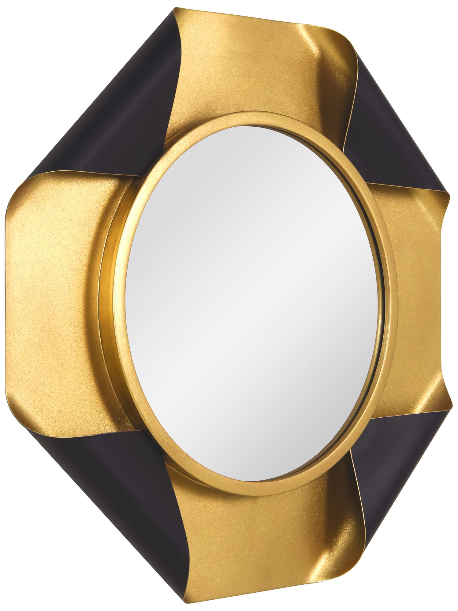 Image 5 Round Wall Mirror on Gold Foiled Octagon Curled Metal Frame more views