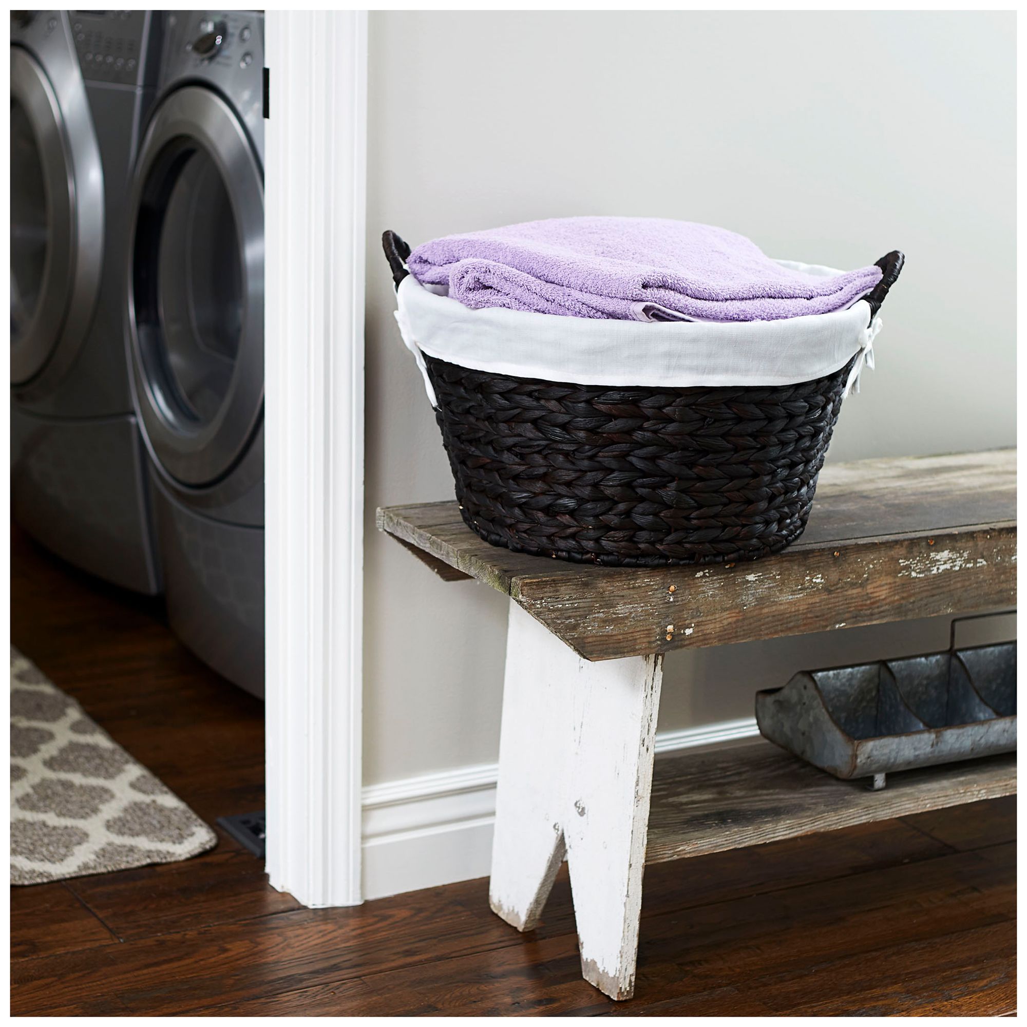 Image 3 Round Water Hyacinth Wicker Laundry Bask more views