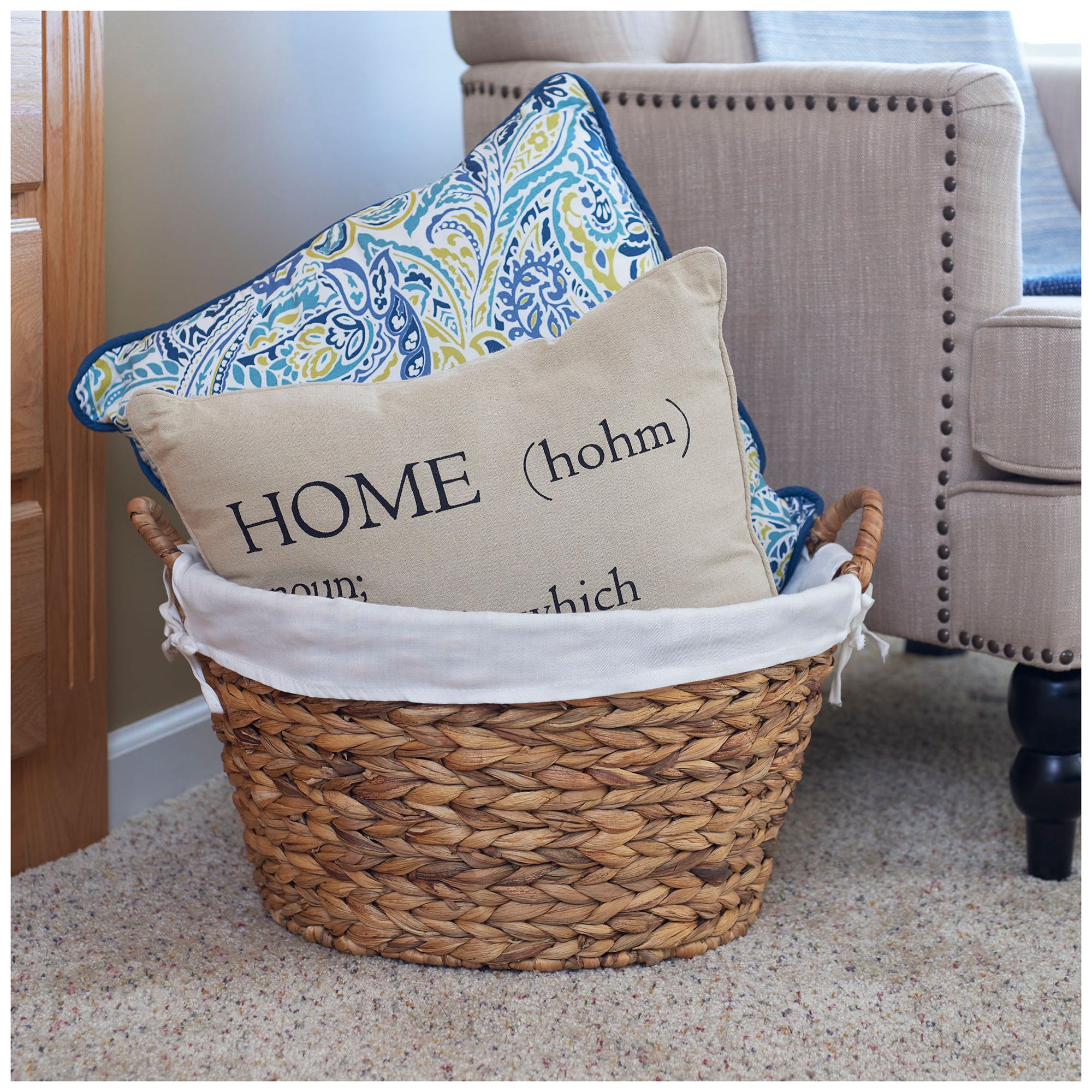 Image 3 Round Water Hyacinth Wicker Laundry Bask more views