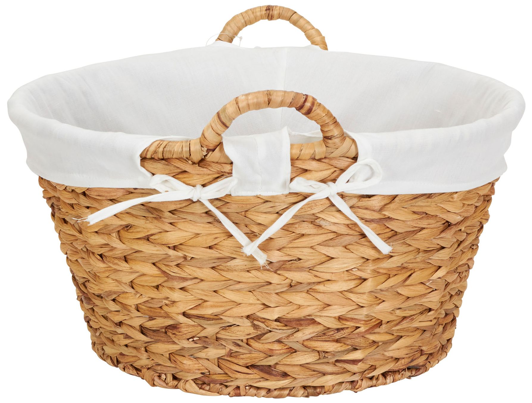 Round Water Hyacinth Wicker Laundry Bask