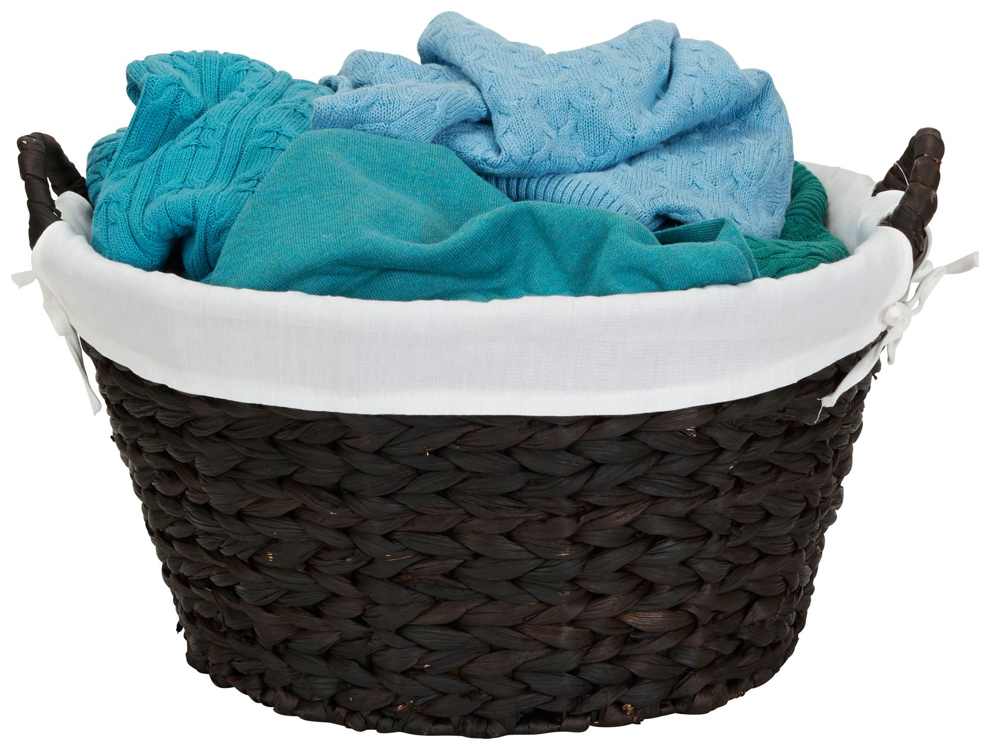 Round Water Hyacinth Wicker Laundry Bask