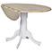 Round White and Natural Drop-Leaf Pedestal Dining Table