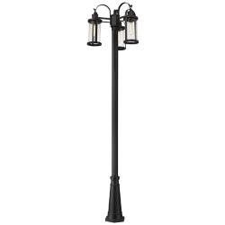 Roundhouse 114 1/2" High Black Outdoor Post Light with Base