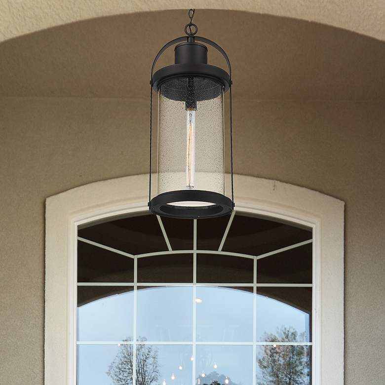 Image 2 Roundhouse 28 1/4" High Black Outdoor Hanging Light
