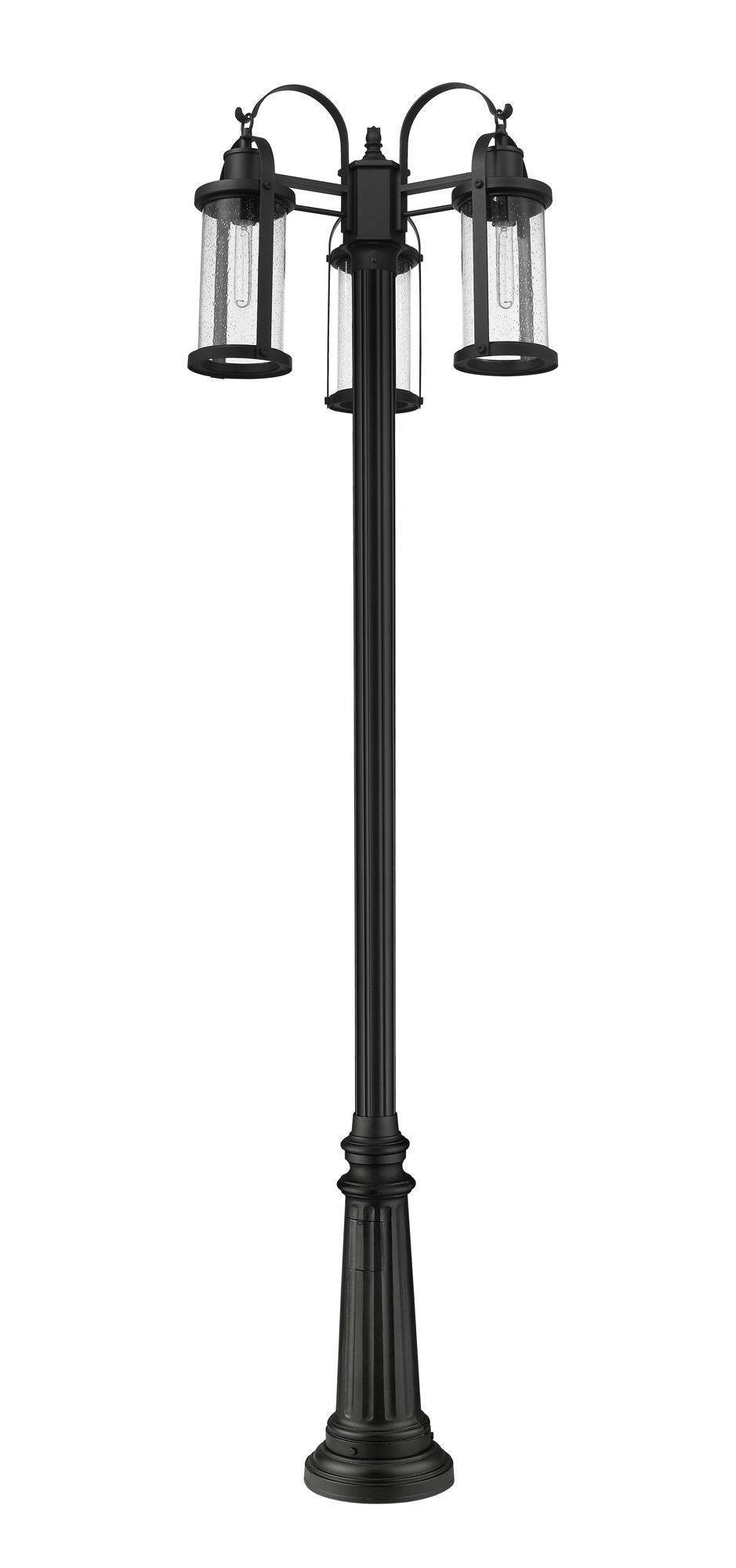 Image 3 Roundhouse by Z-Lite Black 115 inch 3 Light Outdoor Post Mounted Fixture more views