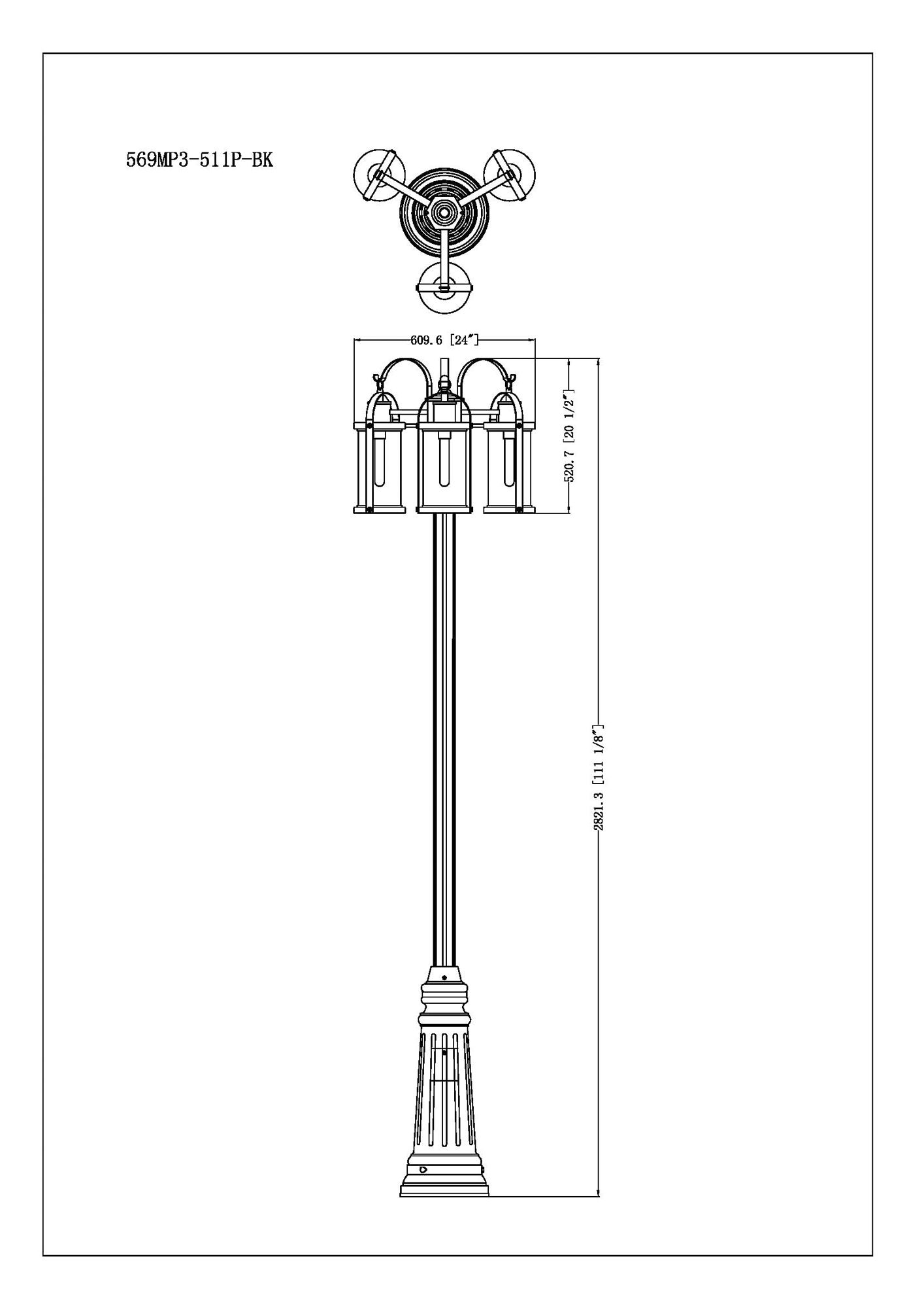 Image 4 Roundhouse by Z-Lite Black 115 inch 3 Light Outdoor Post Mounted Fixture more views