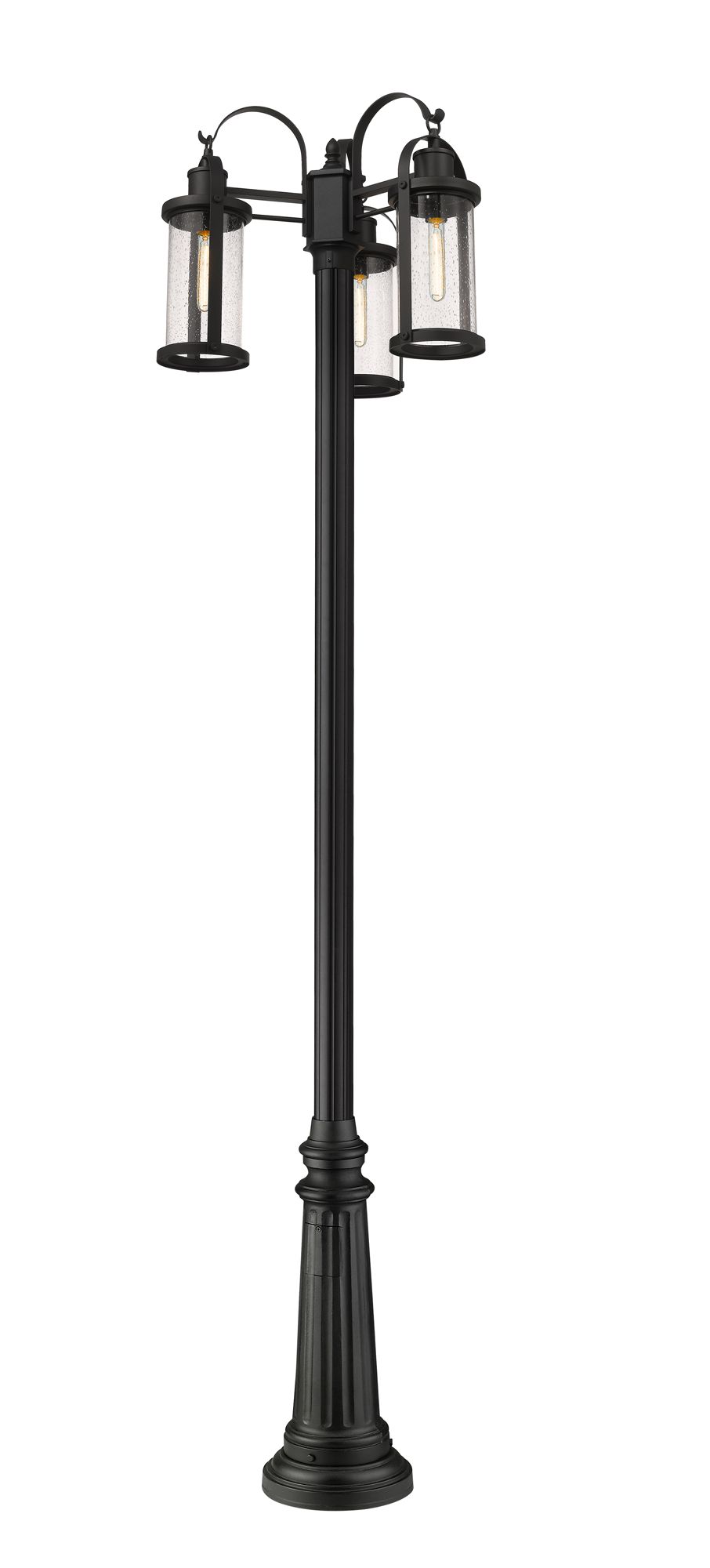 Image 5 Roundhouse by Z-Lite Black 115 inch 3 Light Outdoor Post Mounted Fixture more views