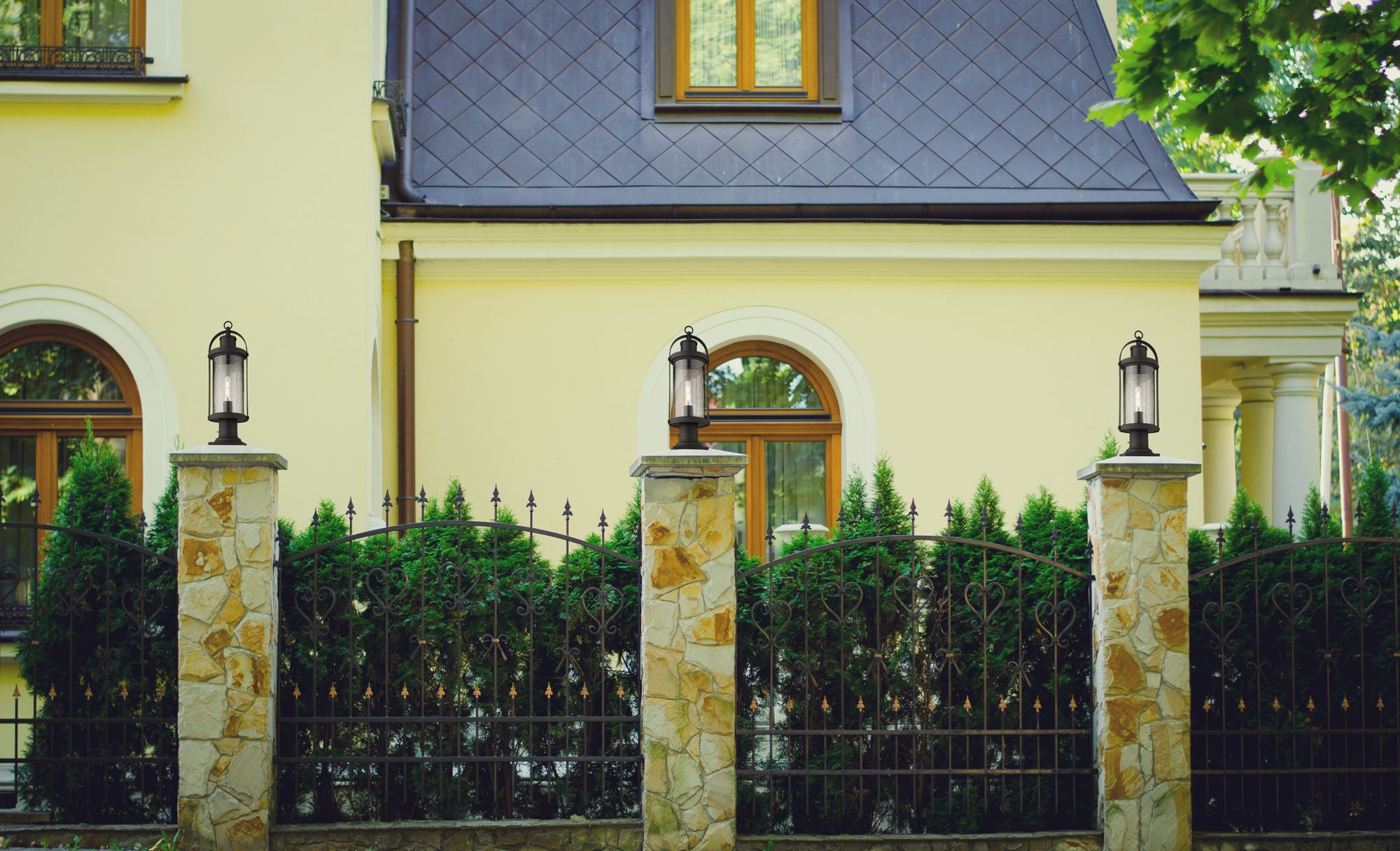 Image 2 Roundhouse by Z-Lite Black 22.5 inch 1 Light Outdoor Pier Mounted Fixture more views