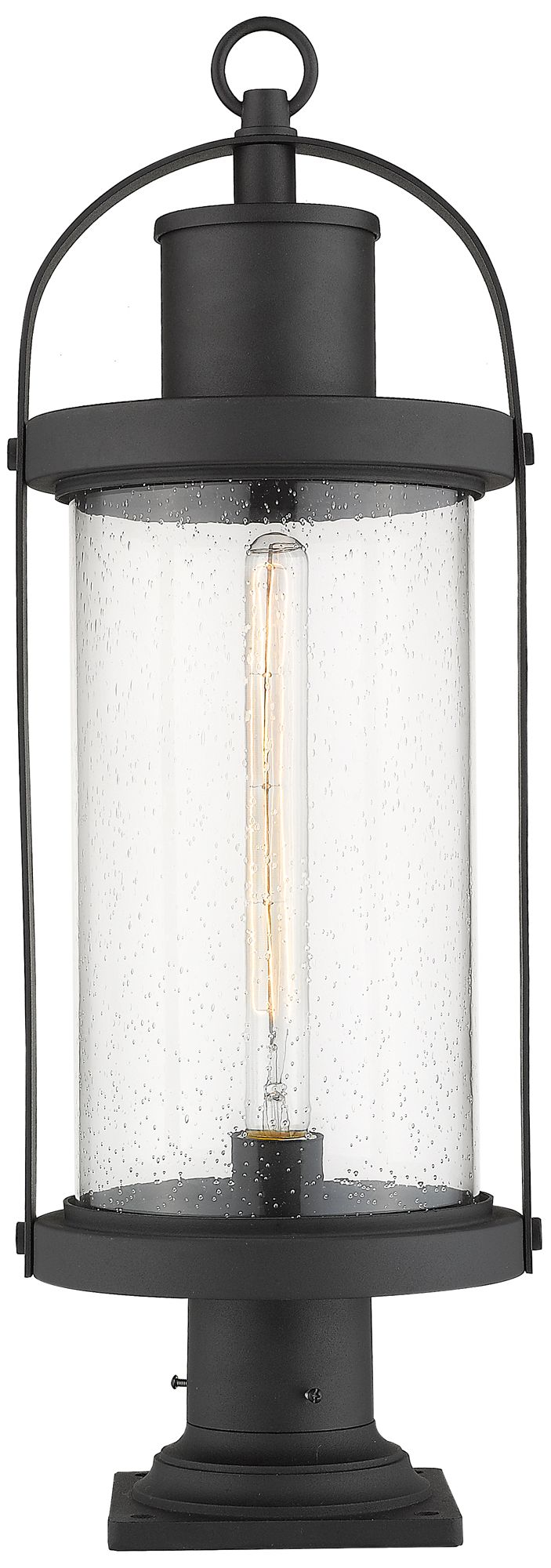 Roundhouse by Z-Lite Black 27 inch 1 Light Outdoor Pier Mounted Fixture