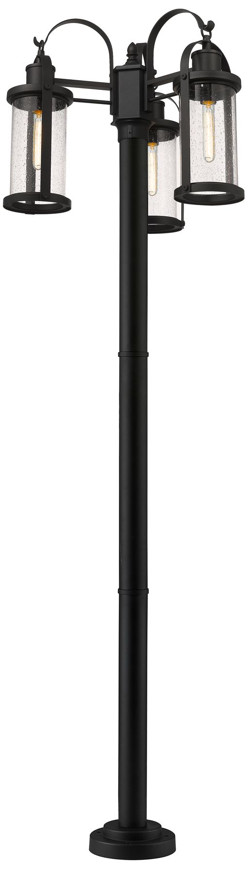 Image 2 Roundhouse by Z-Lite Black 94.25 inch 3 Light Outdoor Post Mounted Fixture more views