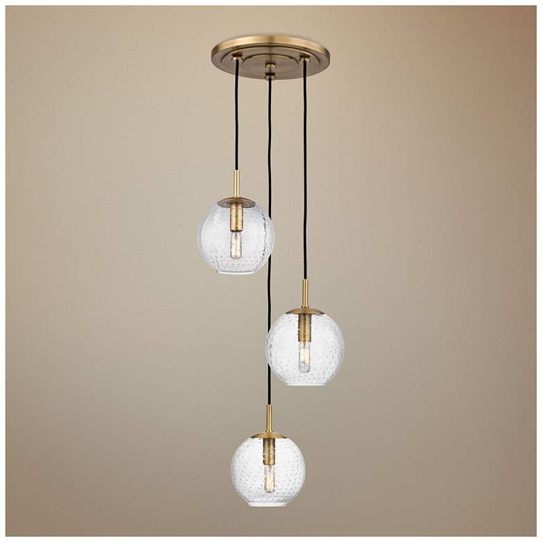 Image 1 Rousseau 14 1/4 inch Wide Aged Brass Modern Multi-Light Pendant