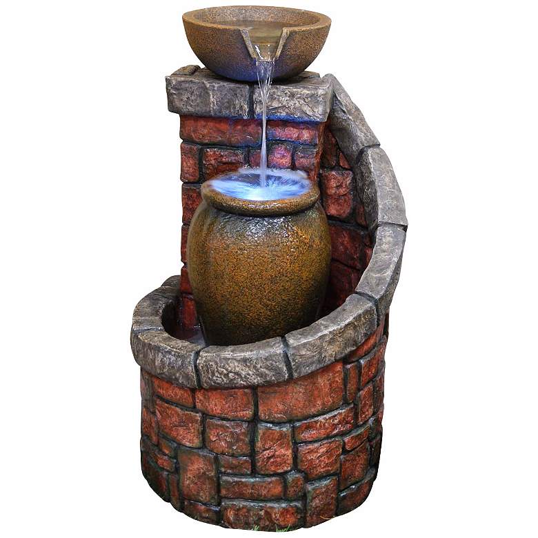 Image 1 Roussillon Three Tier 35 inch High Fountain with LED Light