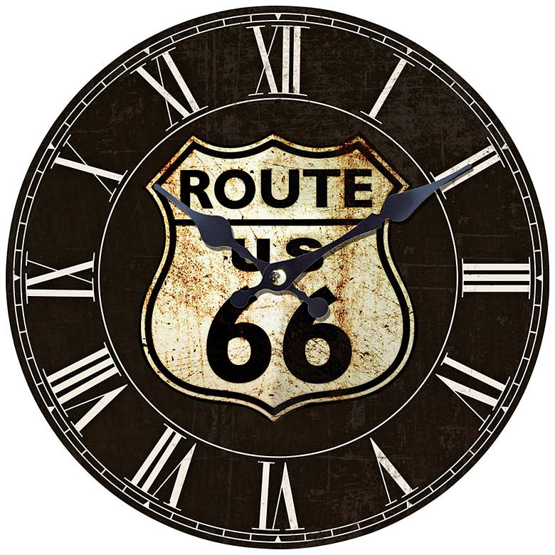 Image 1 Route 66 13 1/2 inch Round Wall Clock