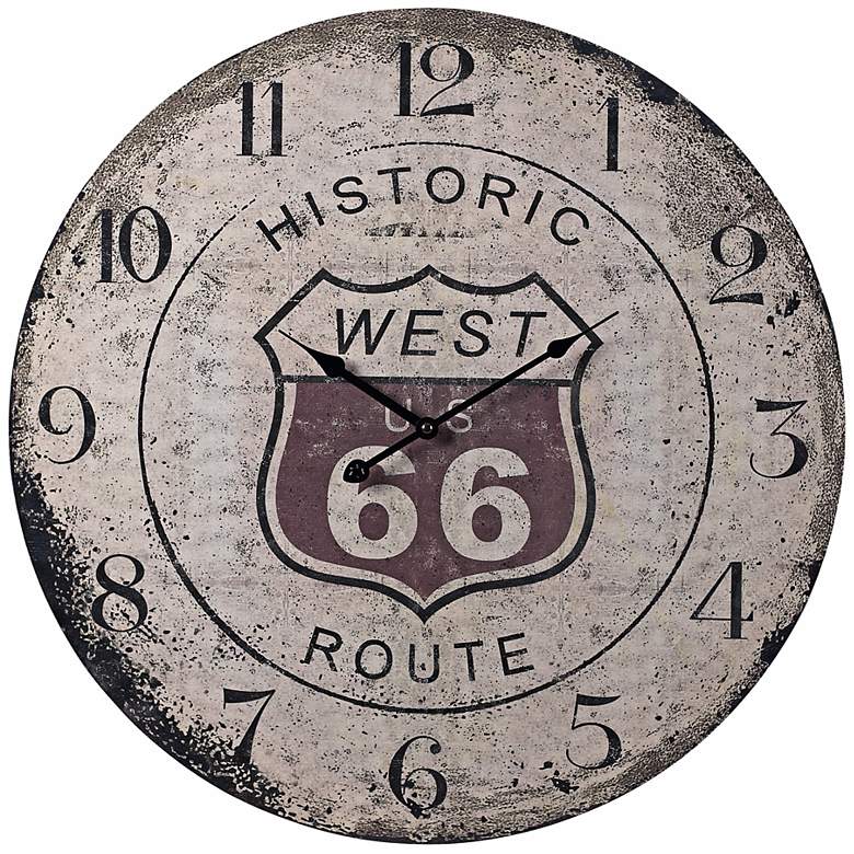 Image 1 Route 66 24 inch Wide Gray Wall Clock