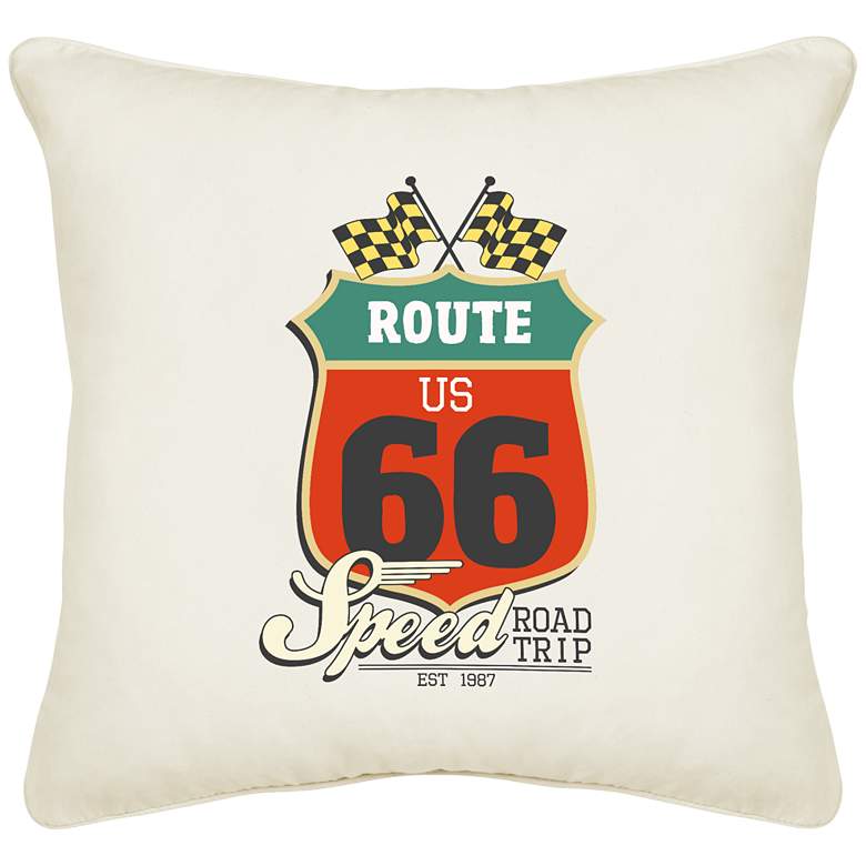 Image 1 Route US66 Cream Canvas 18 inch Square Pillow