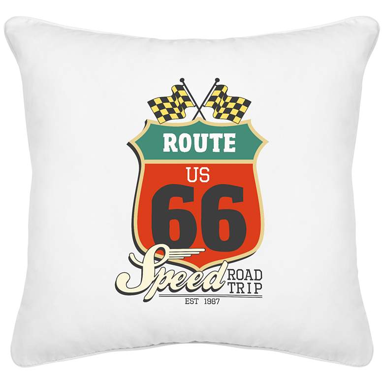 Image 1 Route US66 White Canvas 18 inch Square Decorative Pillow
