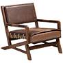 Thumbnail2 of Rovelyn Brown Faux Leather and Walnut Wood Lounge Chair