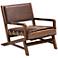 Rovelyn Brown Faux Leather and Walnut Wood Lounge Chair