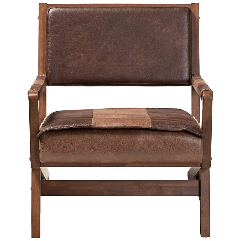 Image 6 Rovelyn Brown Faux Leather and Walnut Wood Lounge Chair more views