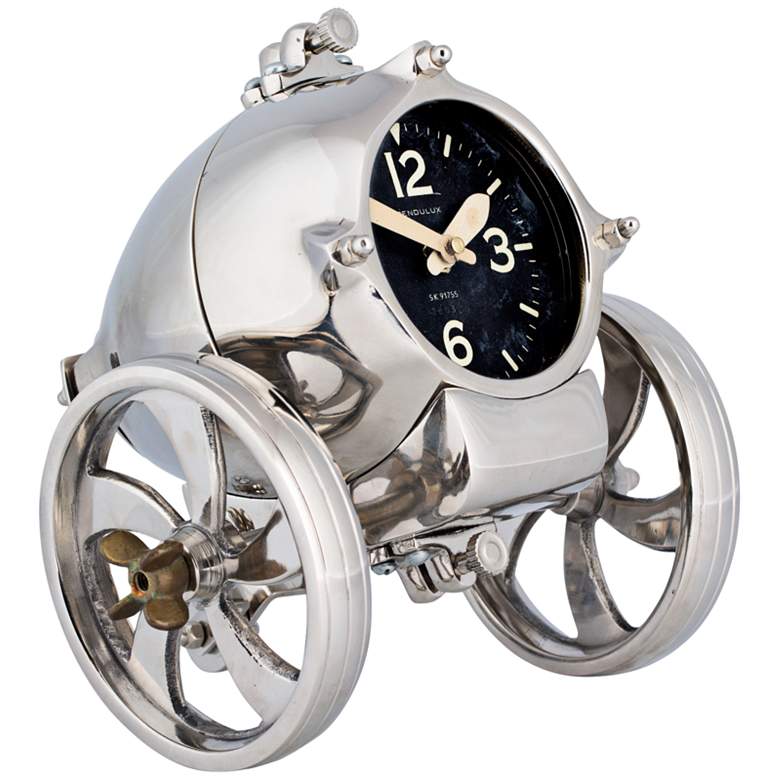 Image 1 Rover 8 inch Wide Polished Steam Age Industrial Table Clock