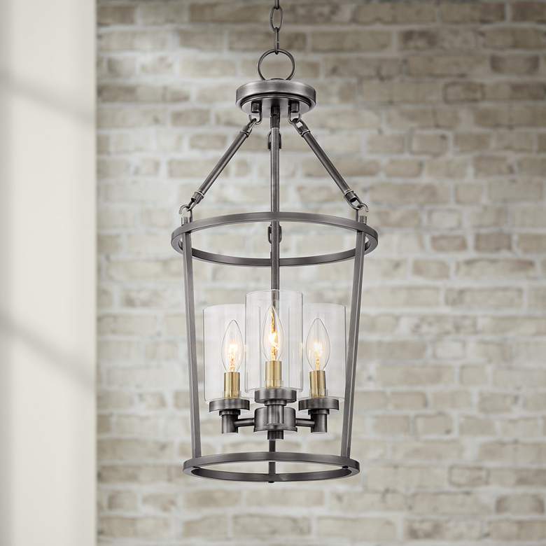 Image 1 Rowan 11 1/2 inch Wide Gun Metal 3-Light Foyer Ring Pendant Light