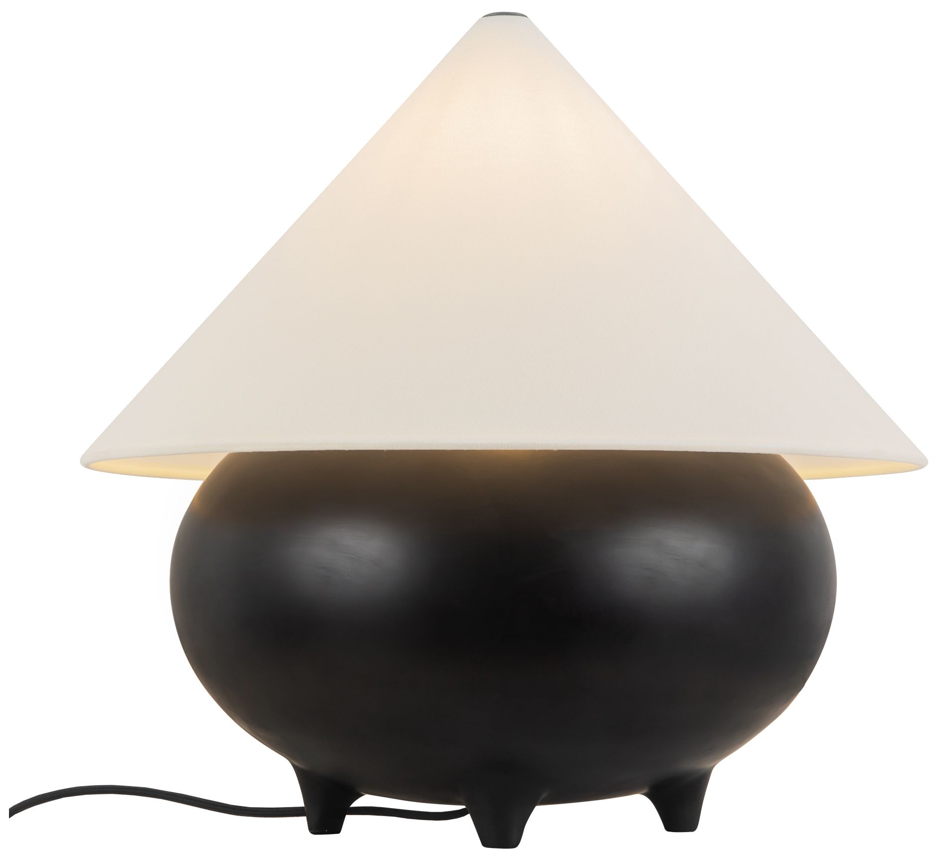 Image 2 Rowan 17-in Matte Black Table Lamp with White Linen Shade