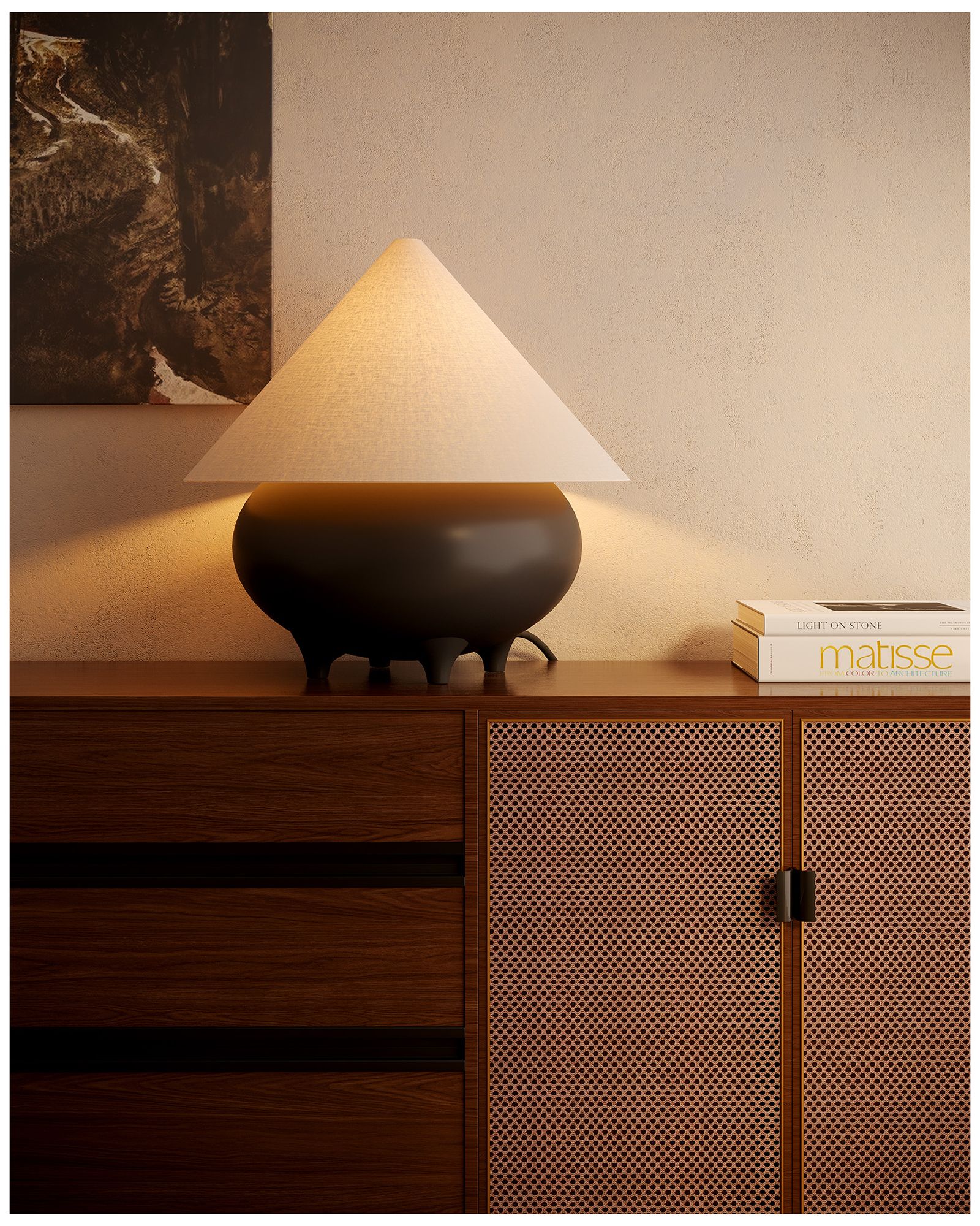 Image 7 Rowan 17-in Matte Black Table Lamp with White Linen Shade more views