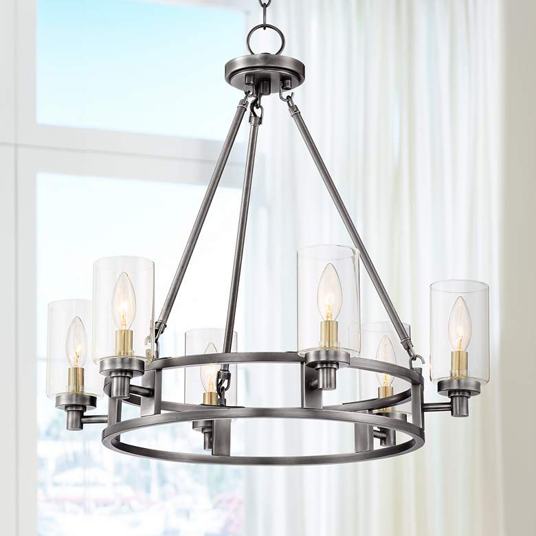 Image 1 Rowan 24" Wide Gun Metal 6-Light Ring Chandelier