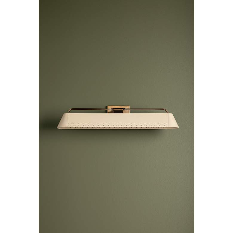 Image 3 Rowan 25" Wide Patina Brass with Soft Sand Picture Light more views
