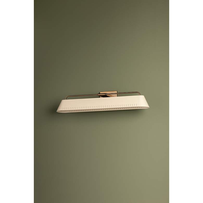 Image 4 Rowan 25" Wide Patina Brass with Soft Sand Picture Light more views