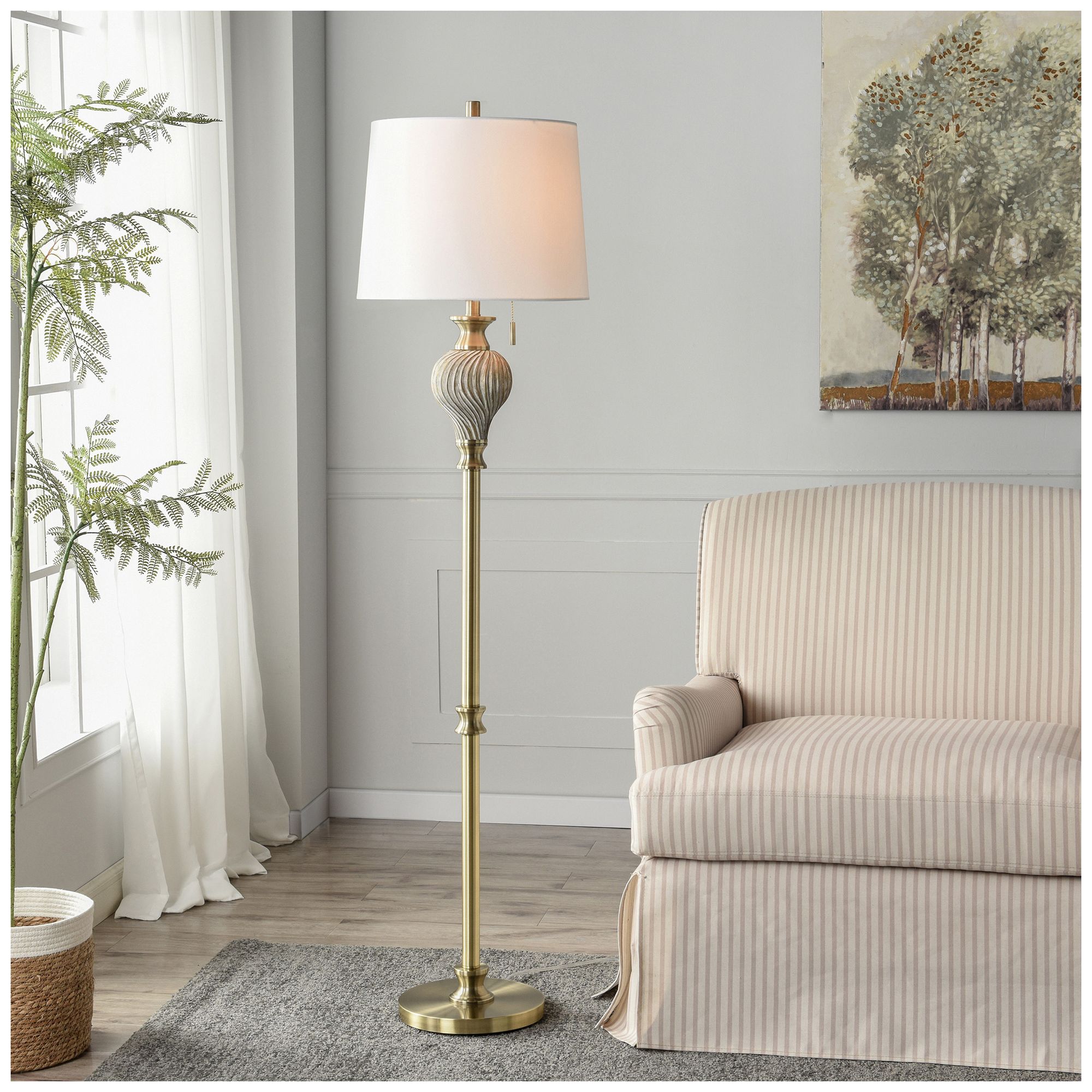Image 6 Rowan 63" High Ash Floor Lamp with White Shade more views