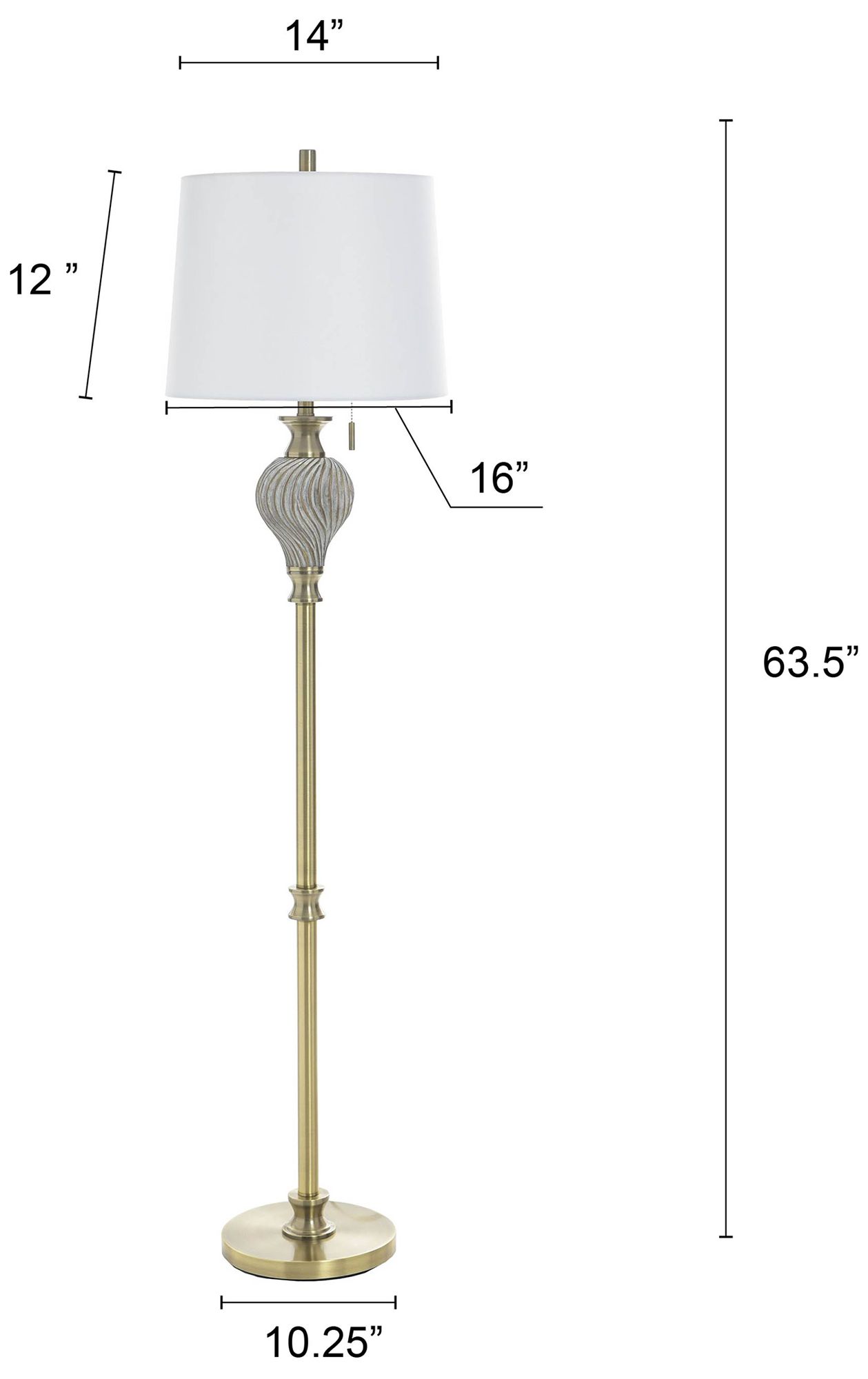 Image 7 Rowan 63" High Ash Floor Lamp with White Shade more views