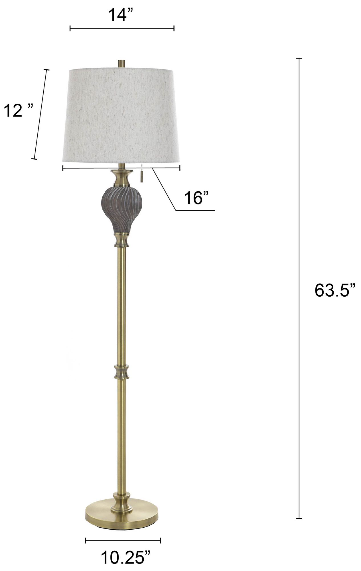Image 7 Rowan 63" High Soot Gold Floor Lamp with Beige Shade more views