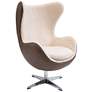 Rowan Dark Chocolate Leather and Sheepskin Swivel Egg Chair