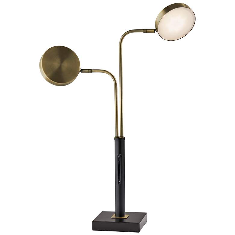 Image 1 Rowan Matte Black and Antique Brass LED Desk Lamp