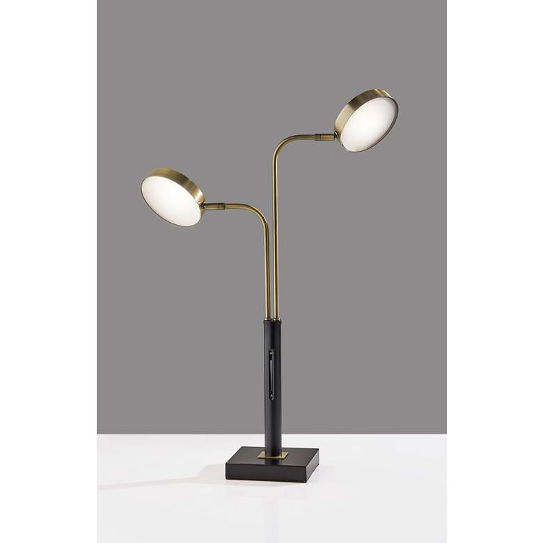 Image 2 Rowan Matte Black and Antique Brass LED Desk Lamp more views